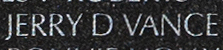 Engraved name on The Wall of Major Jerry D. Vance, U.S. Air Force